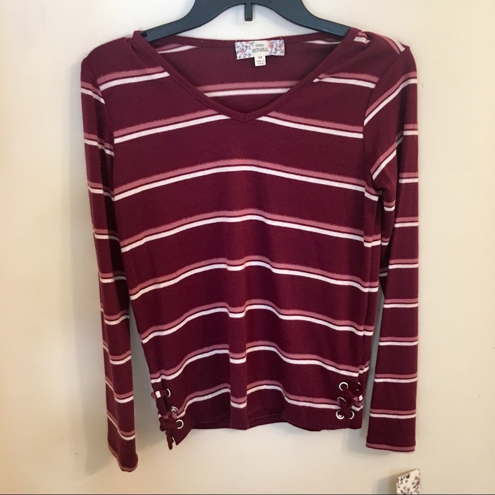 Pink Republic Long Sleeve top with lace-up sides
